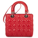 Shoulder Bag Medium Lady Dior Medium Red Cannage Lambskin Leather