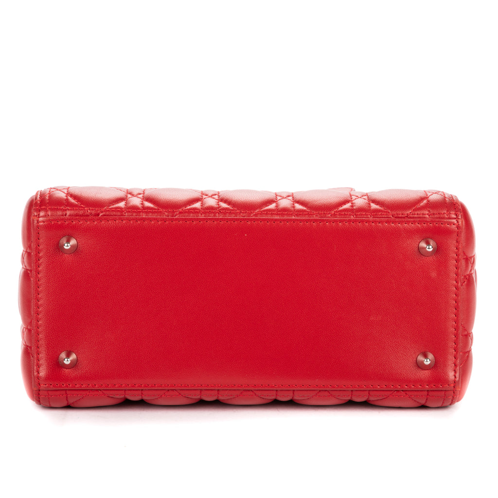Shoulder Bag Medium Lady Dior Medium Red Cannage Lambskin Leather