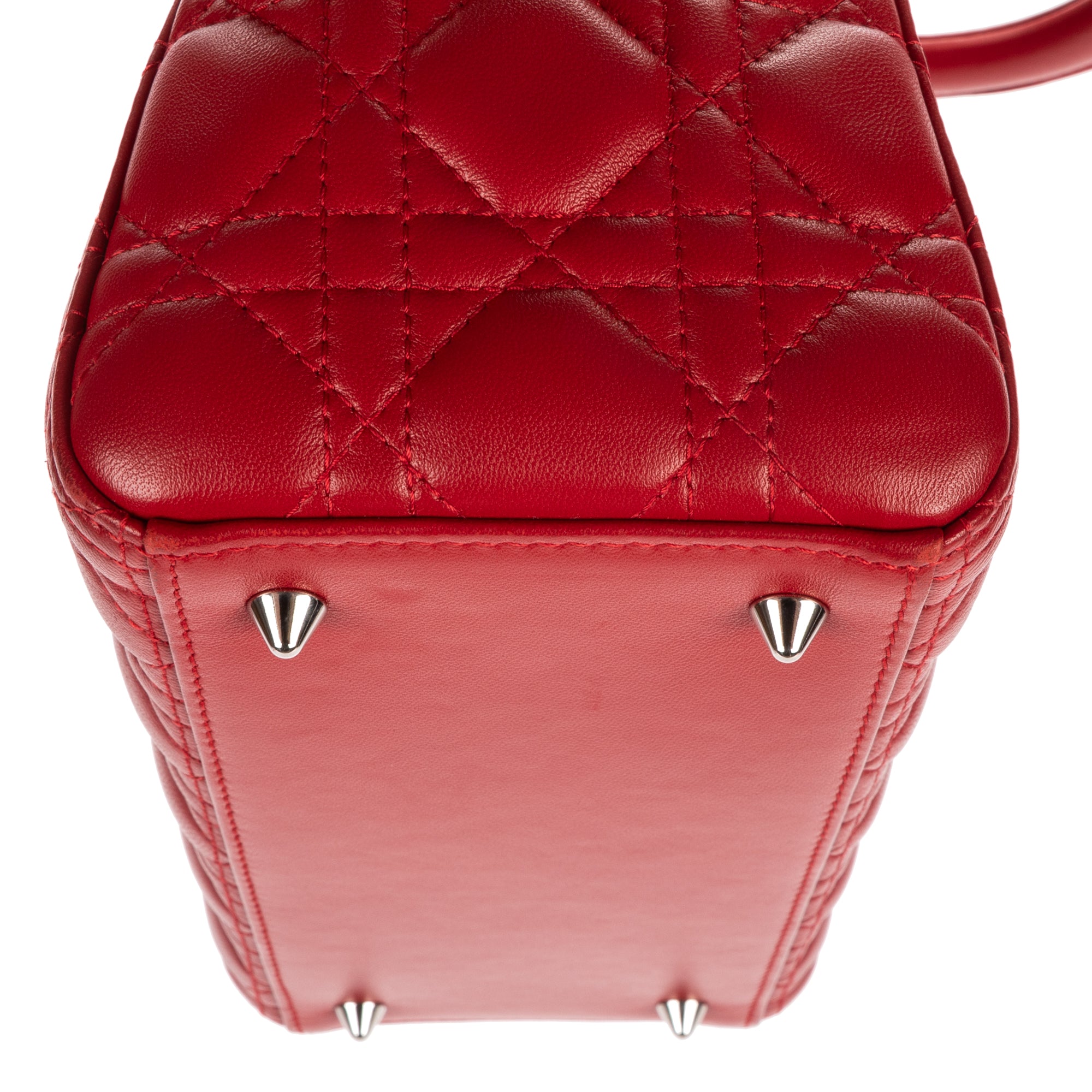 Shoulder Bag Medium Lady Dior Medium Red Cannage Lambskin Leather