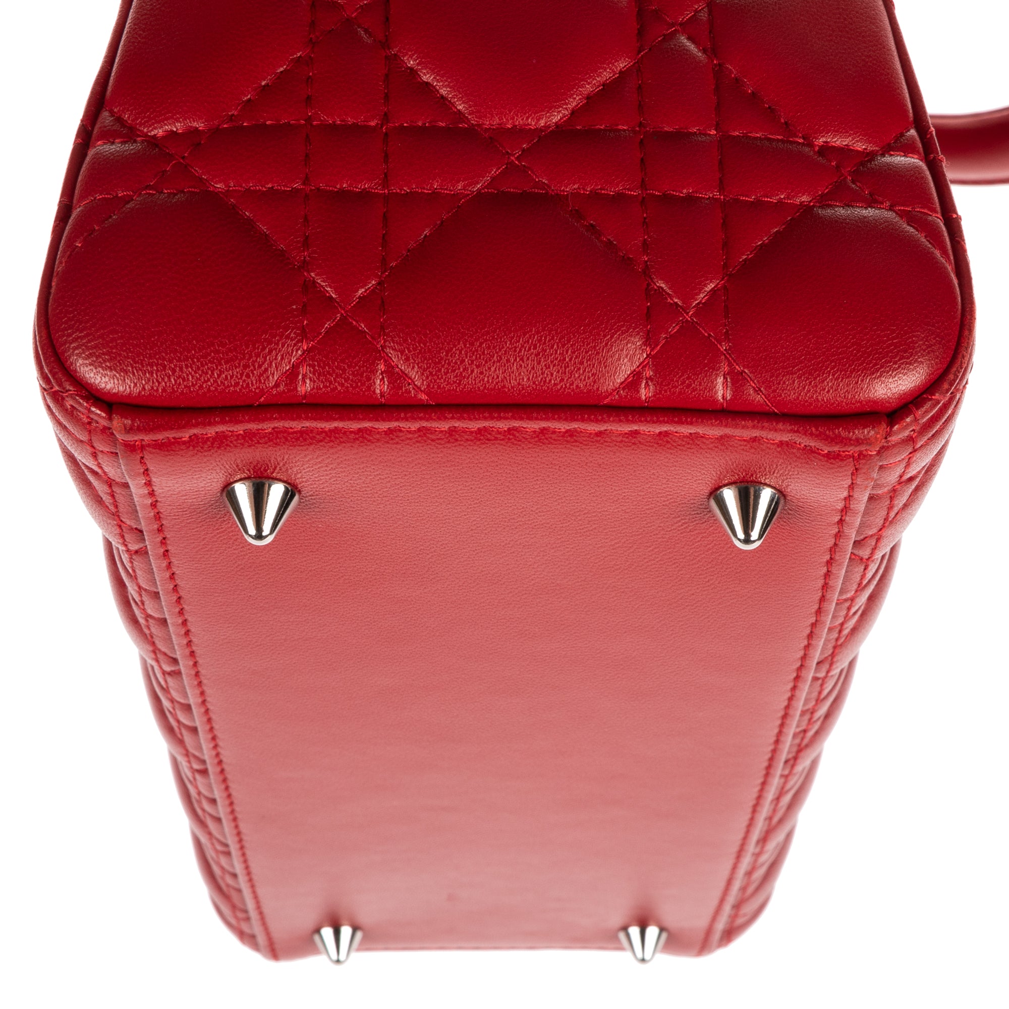 Shoulder Bag Medium Lady Dior Medium Red Cannage Lambskin Leather