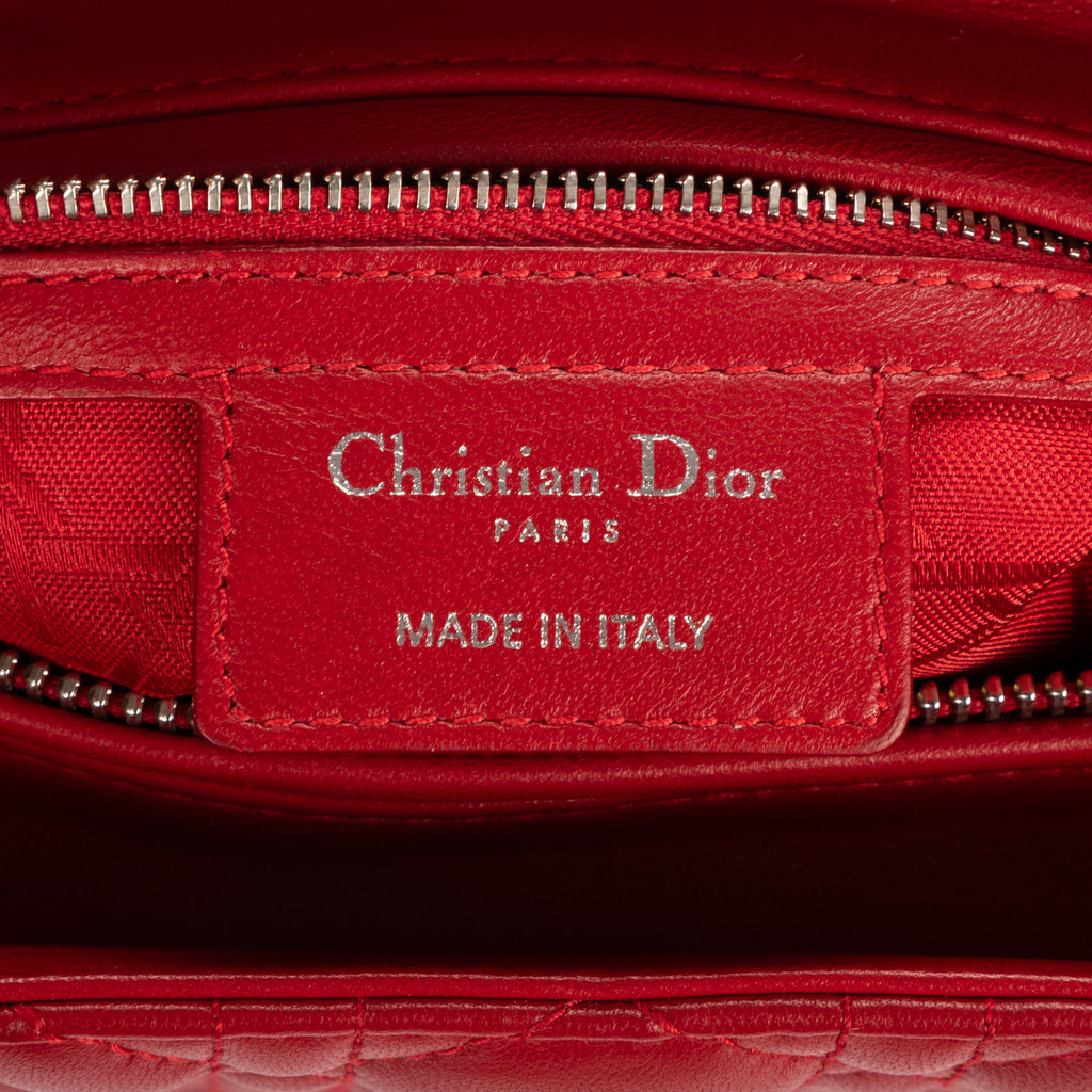 Shoulder Bag Medium Lady Dior Medium Red Cannage Lambskin Leather
