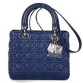Shoulder Bag Medium Lady Dior Medium Navy Cannage Lambskin Leather