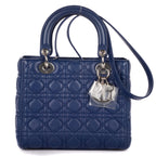 Shoulder Bag Medium Lady Dior Medium Navy Cannage Lambskin Leather