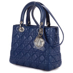 Shoulder Bag Medium Lady Dior Medium Navy Cannage Lambskin Leather