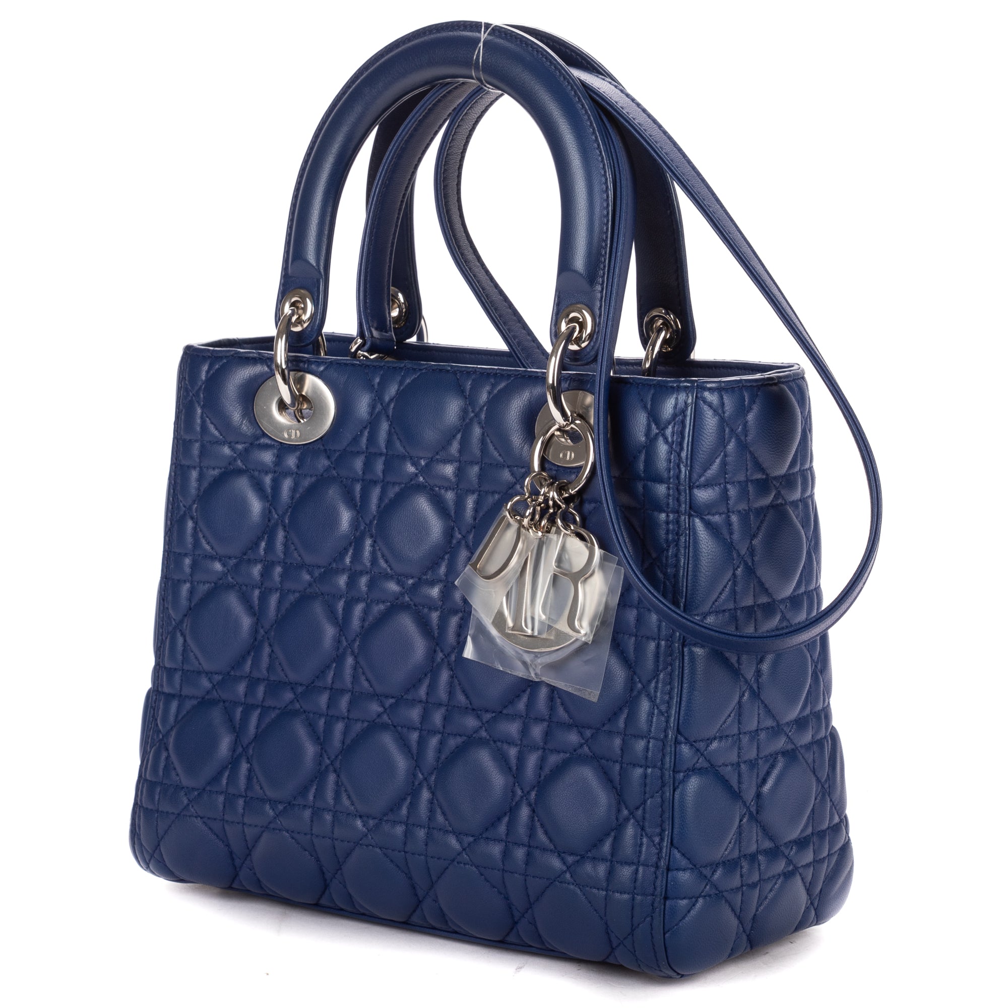 Shoulder Bag Medium Lady Dior Medium Navy Cannage Lambskin Leather