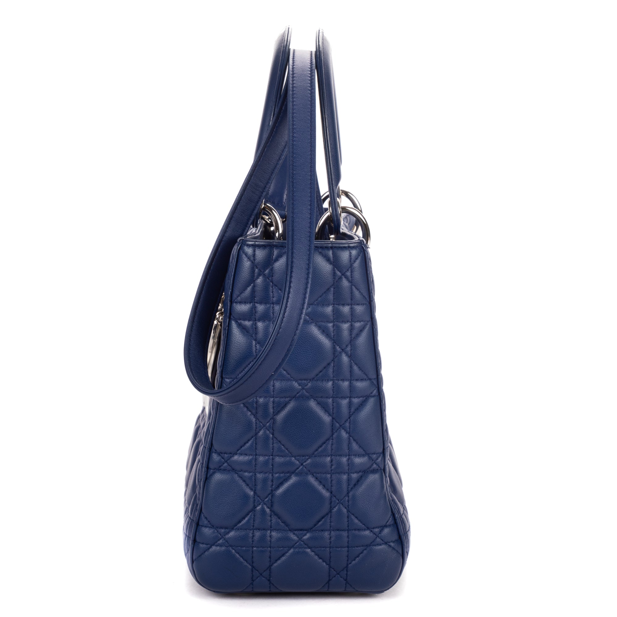 Shoulder Bag Medium Lady Dior Medium Navy Cannage Lambskin Leather
