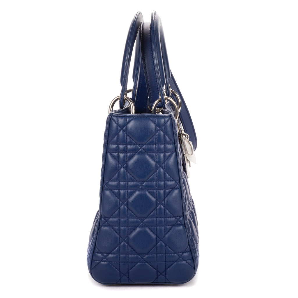 Shoulder Bag Medium Lady Dior Medium Navy Cannage Lambskin Leather