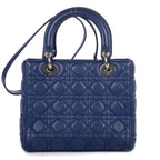 Shoulder Bag Medium Lady Dior Medium Navy Cannage Lambskin Leather