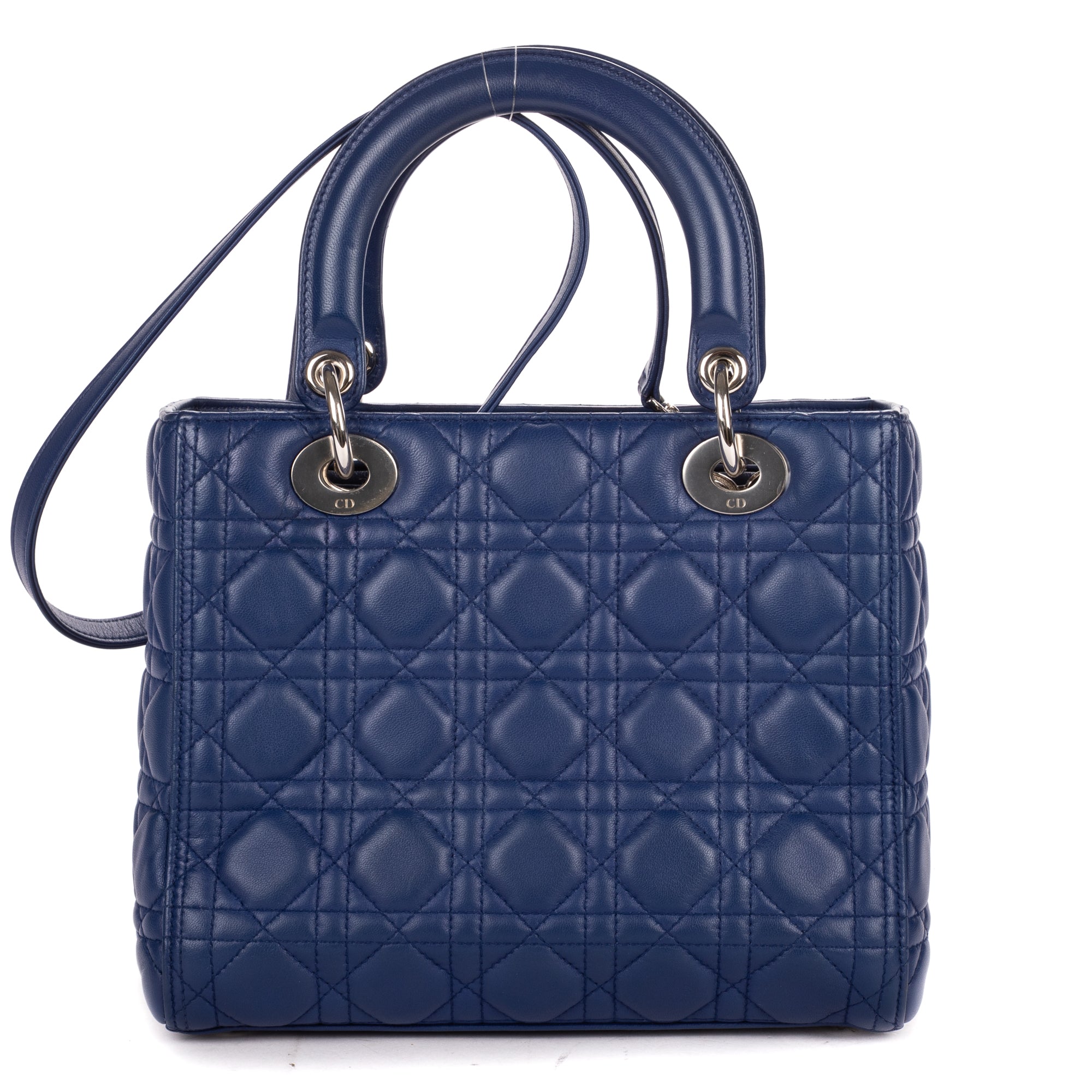 Shoulder Bag Medium Lady Dior Medium Navy Cannage Lambskin Leather