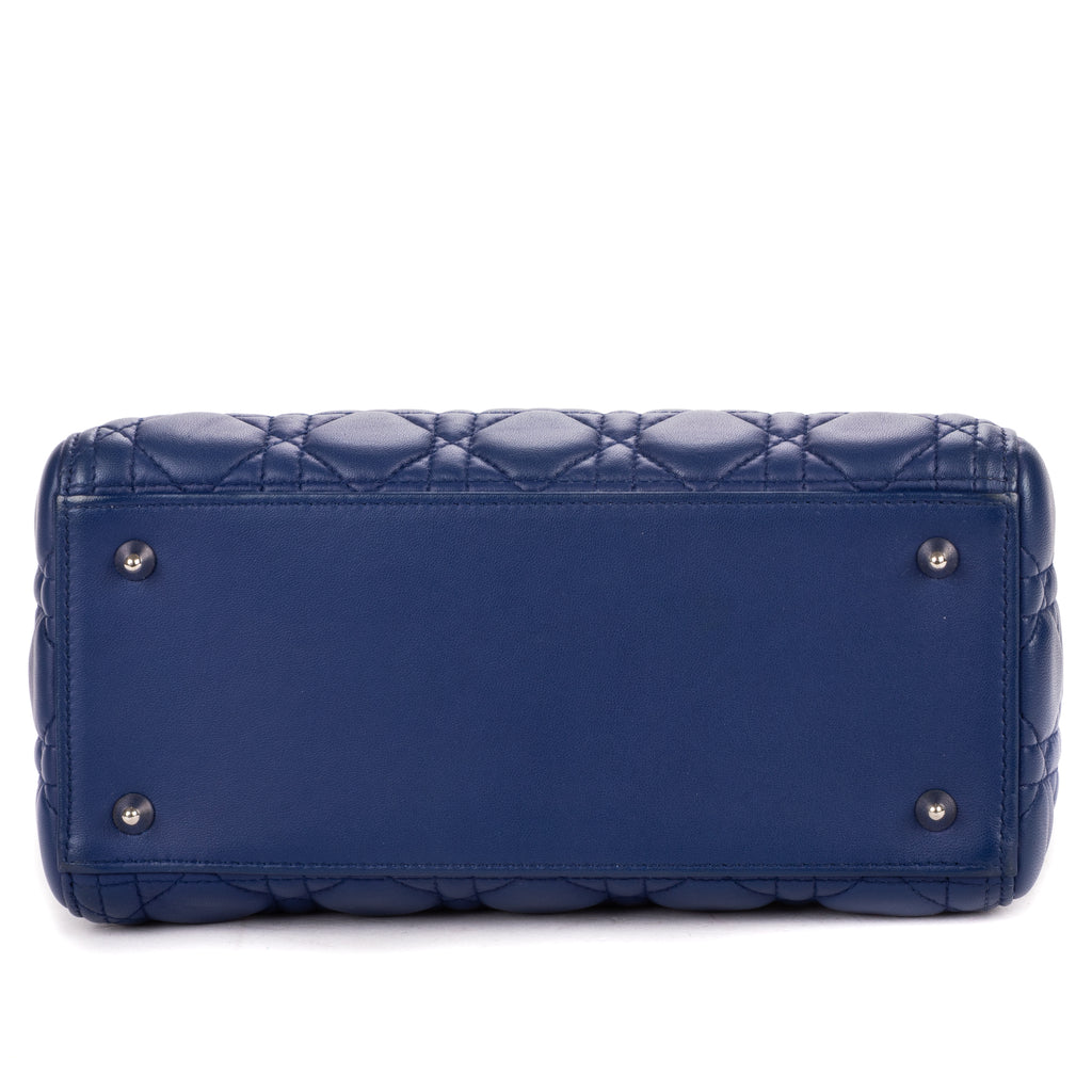 Shoulder Bag Medium Lady Dior Medium Navy Cannage Lambskin Leather