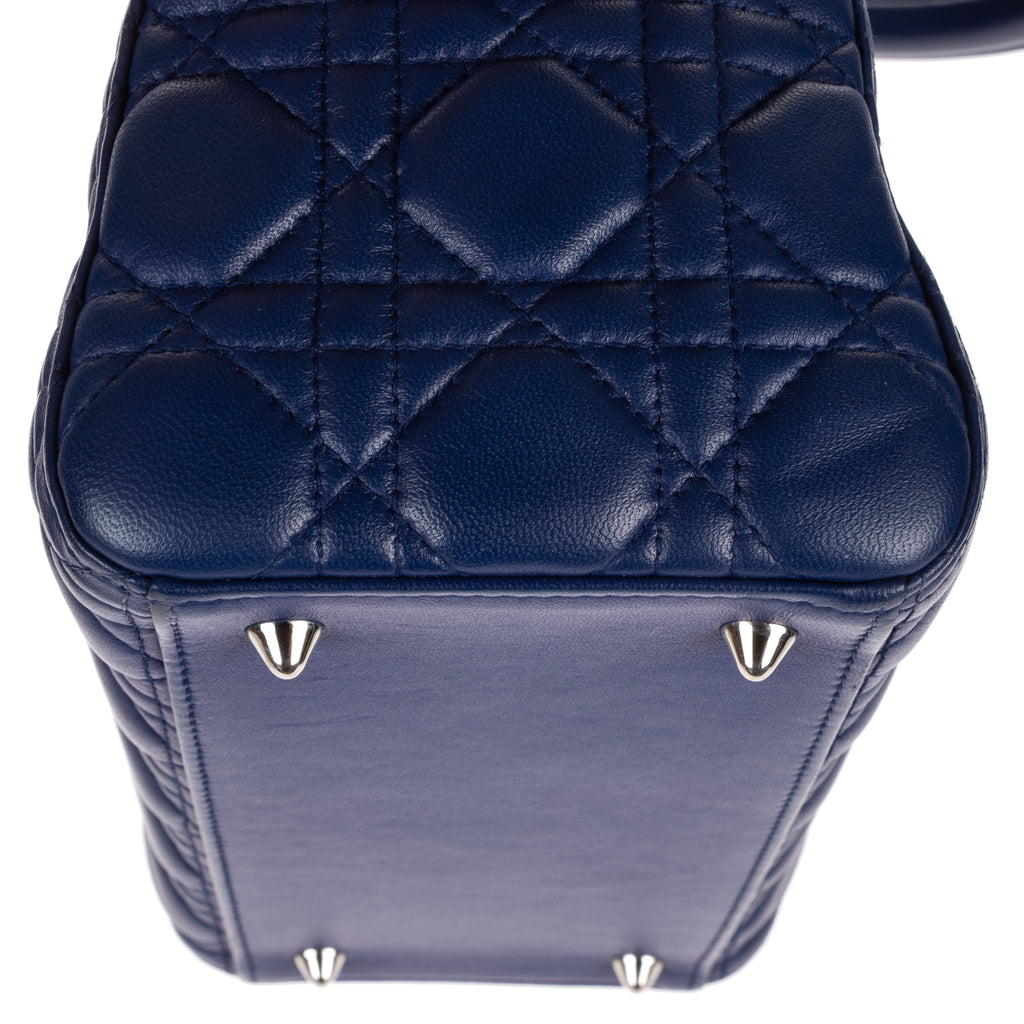 Shoulder Bag Medium Lady Dior Medium Navy Cannage Lambskin Leather