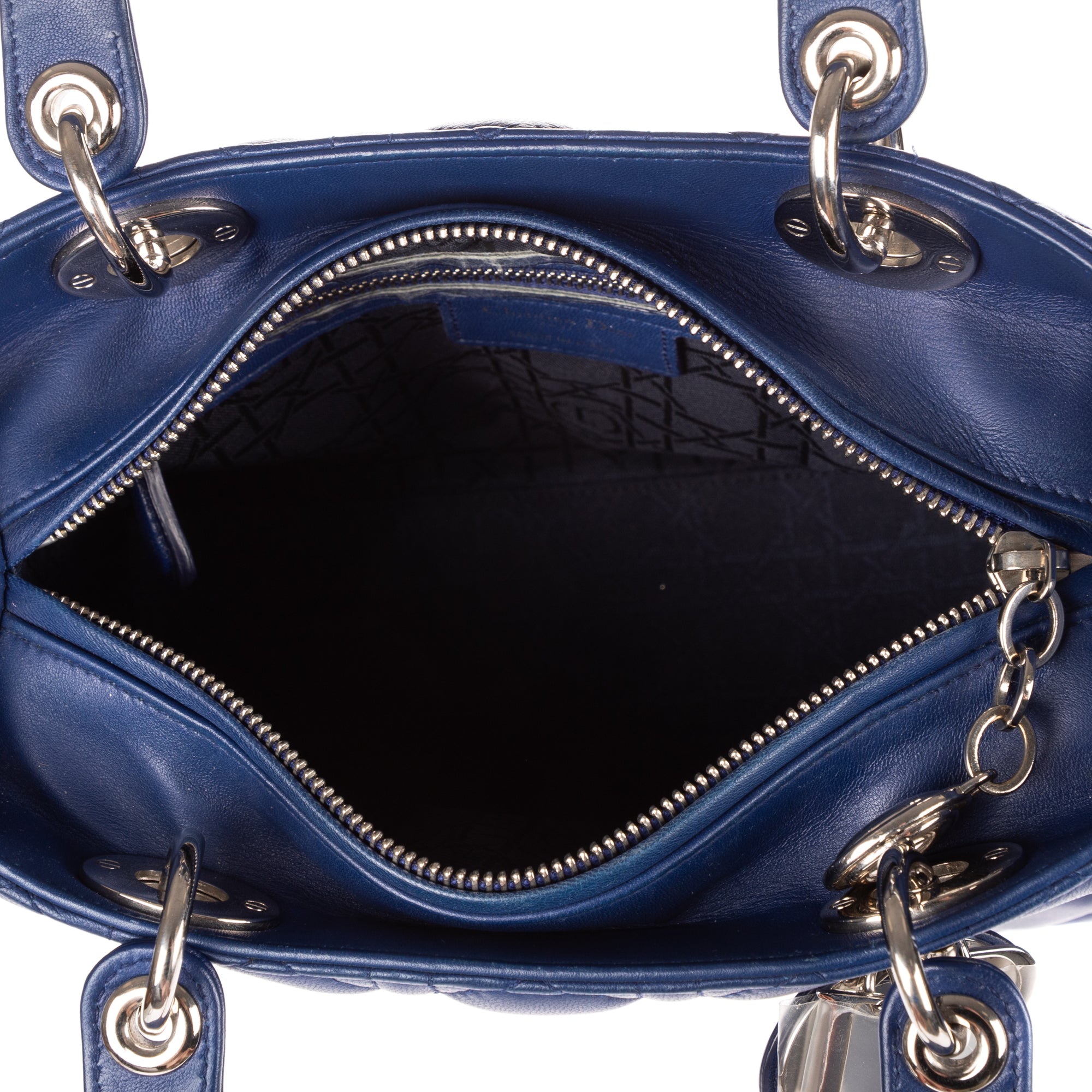 Shoulder Bag Medium Lady Dior Medium Navy Cannage Lambskin Leather