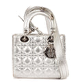 Shoulder Bag Small Lady Dior Flap Small Metallic Silver Cannage Calfskin Leather