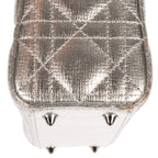 Shoulder Bag Small Lady Dior Flap Small Metallic Silver Cannage Calfskin Leather