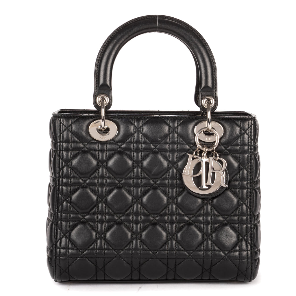 Shoulder Bag Medium Lady Dior Medium Black Cannage Lambskin Leather