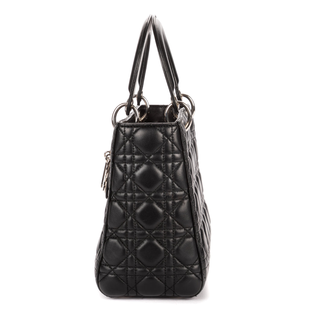 Shoulder Bag Medium Lady Dior Medium Black Cannage Lambskin Leather
