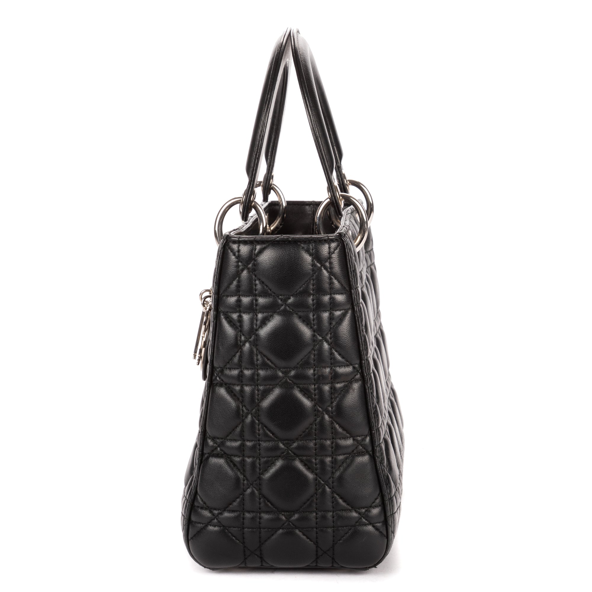 Shoulder Bag Medium Lady Dior Medium Black Cannage Lambskin Leather