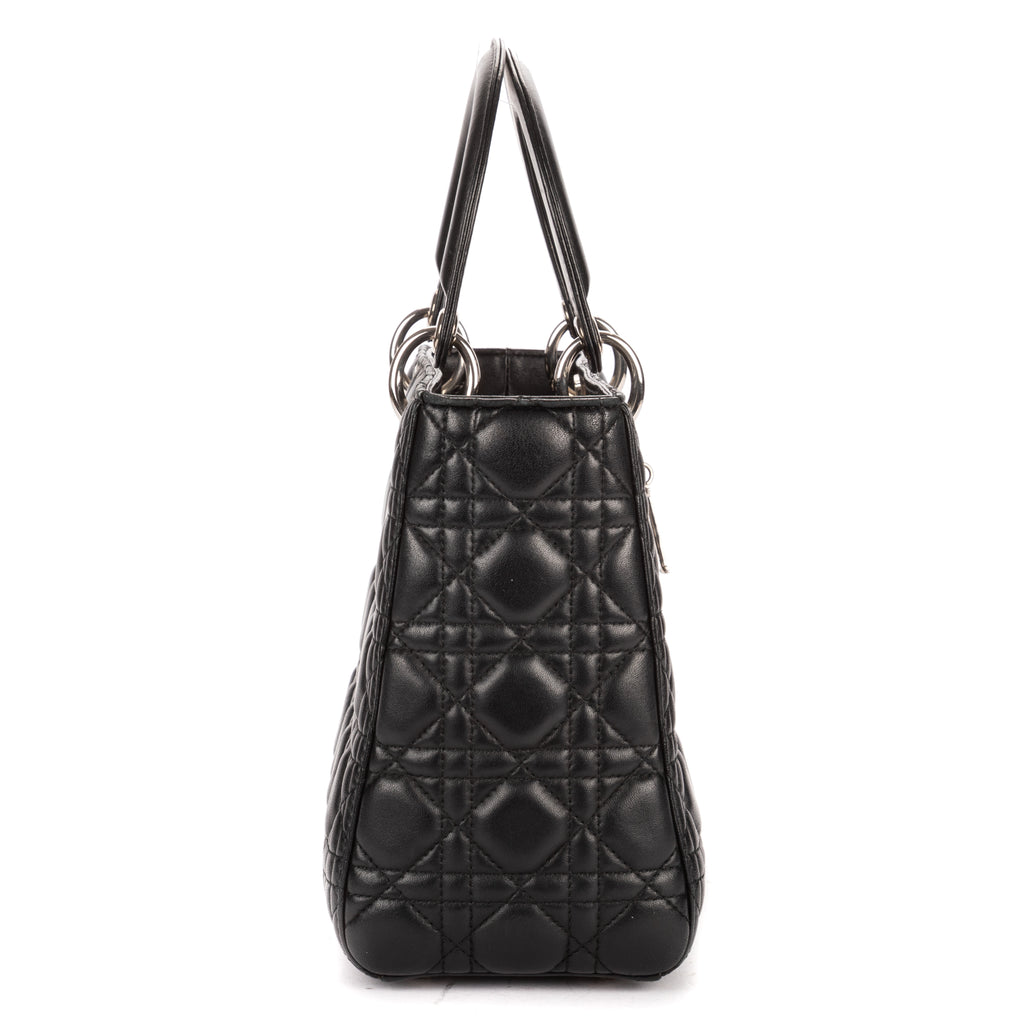 Shoulder Bag Medium Lady Dior Medium Black Cannage Lambskin Leather