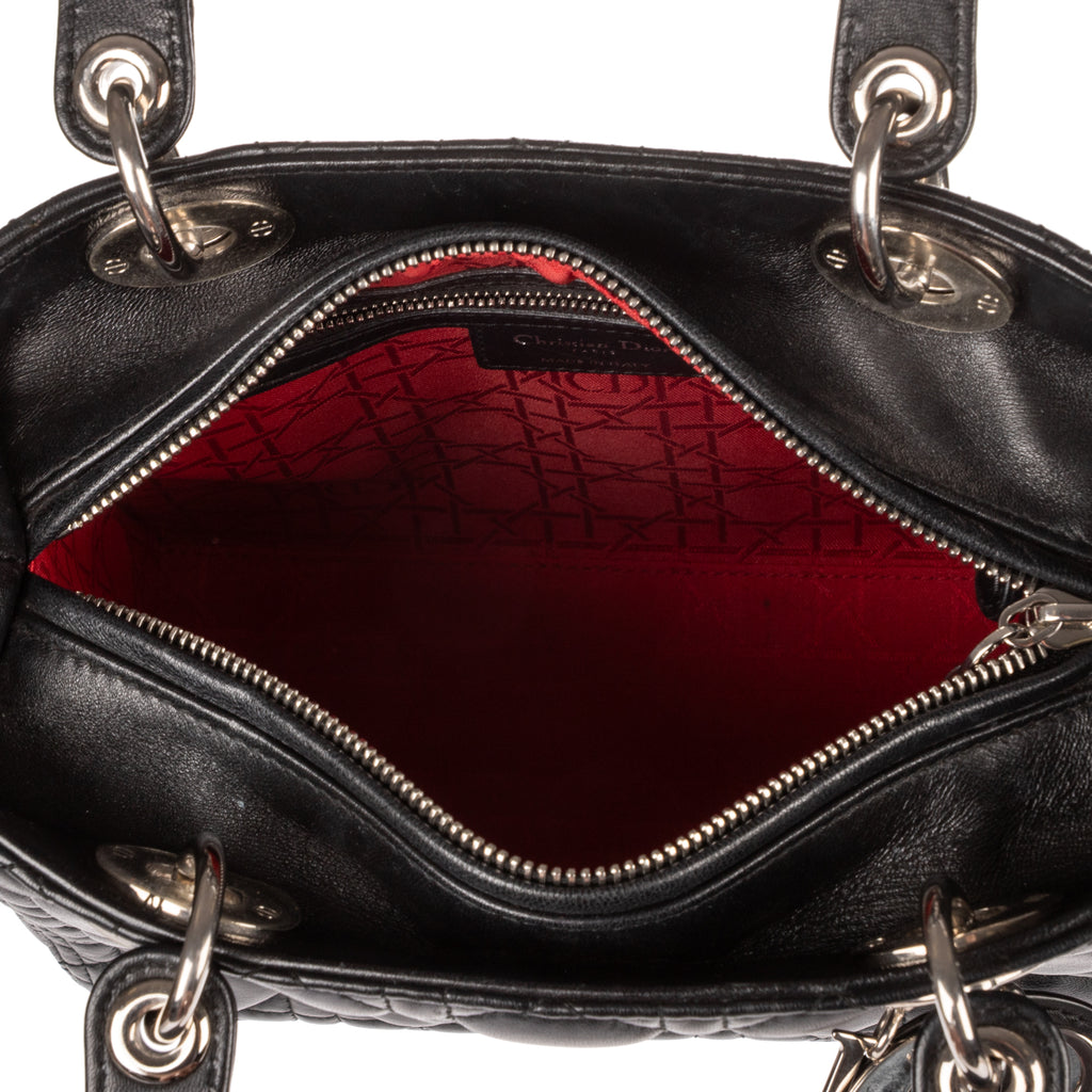Shoulder Bag Medium Lady Dior Medium Black Cannage Lambskin Leather