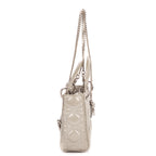 Shoulder Bag Mini Lady Dior Mini Grey Shiny Cannage Leather