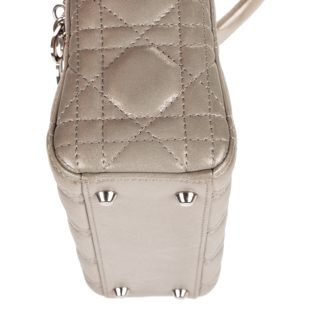 Shoulder Bag Mini Lady Dior Mini Grey Shiny Cannage Leather