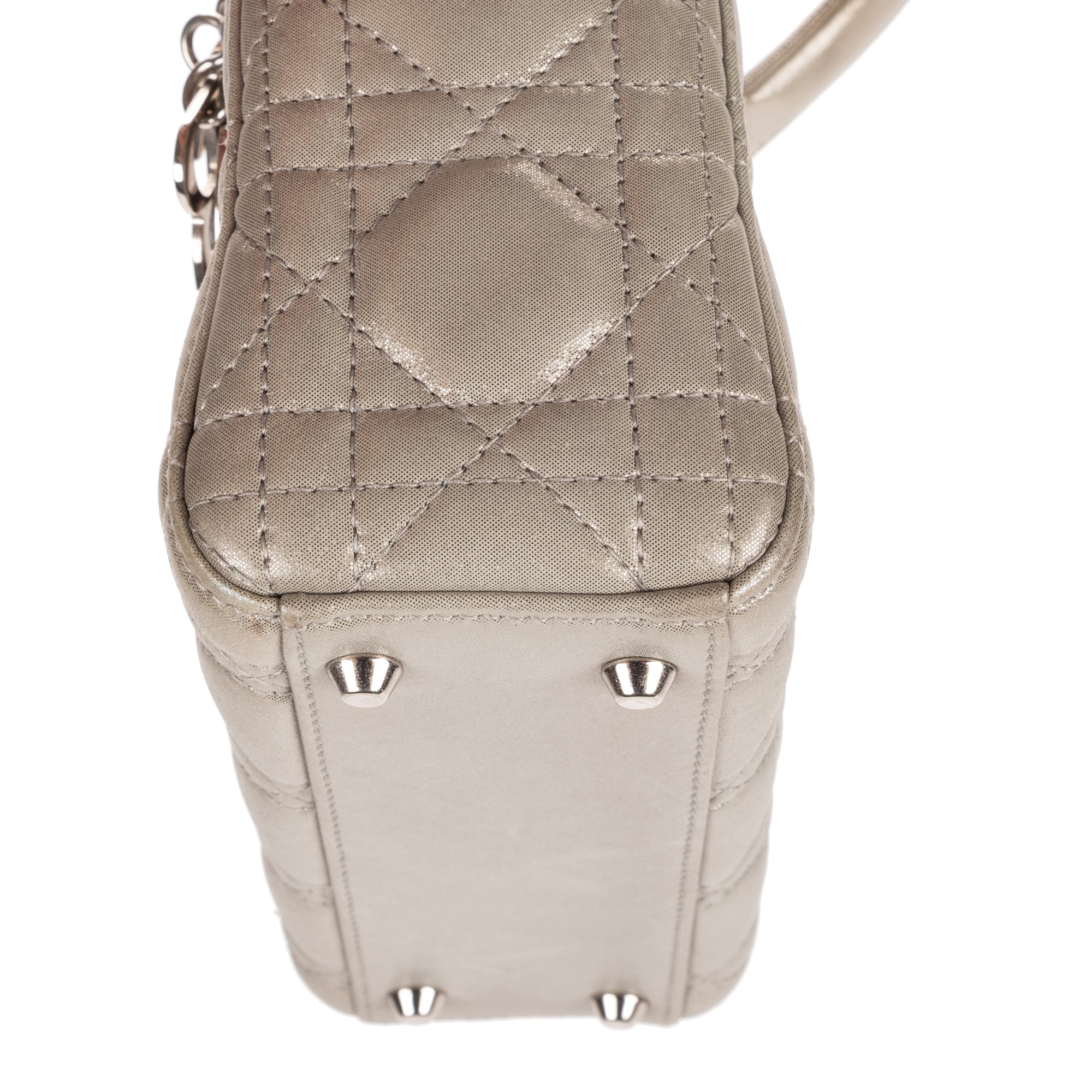 Shoulder Bag Mini Lady Dior Mini Grey Shiny Cannage Leather
