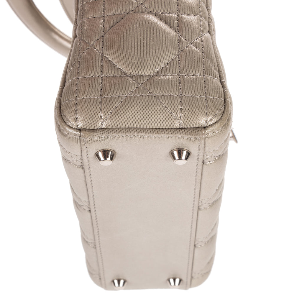 Shoulder Bag Mini Lady Dior Mini Grey Shiny Cannage Leather