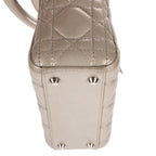Shoulder Bag Mini Lady Dior Mini Grey Shiny Cannage Leather