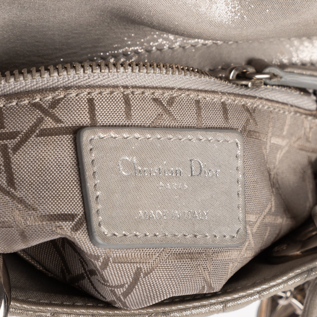 Shoulder Bag Mini Lady Dior Mini Grey Shiny Cannage Leather