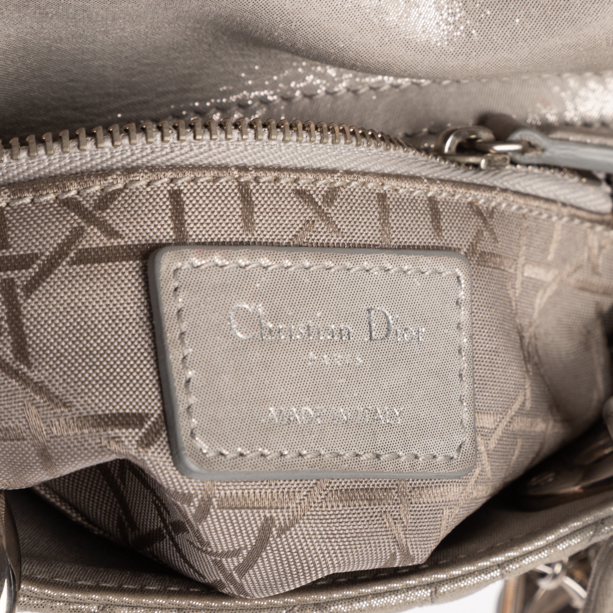Shoulder Bag Mini Lady Dior Mini Grey Shiny Cannage Leather