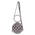 Shoulder Bag Round Bracelet Crossbody Metallic Grey Crinkled Metallic Quilted Calfskin Leather