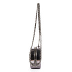 Shoulder Bag Round Bracelet Crossbody Metallic Grey Crinkled Metallic Quilted Calfskin Leather