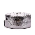Shoulder Bag Round Bracelet Crossbody Metallic Grey Crinkled Metallic Quilted Calfskin Leather