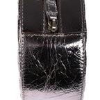 Shoulder Bag Round Bracelet Crossbody Metallic Grey Crinkled Metallic Quilted Calfskin Leather