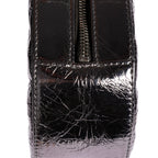 Shoulder Bag Round Bracelet Crossbody Metallic Grey Crinkled Metallic Quilted Calfskin Leather