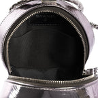 Shoulder Bag Round Bracelet Crossbody Metallic Grey Crinkled Metallic Quilted Calfskin Leather