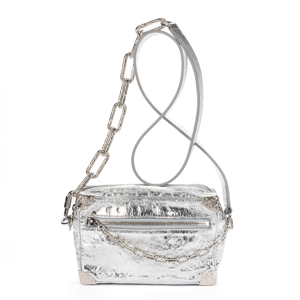 Shoulder Bag Ltd. Ed. 2023 Mini Soft Trunk Crushed Mini Metallic Silver Crinkled Metallic Calfskin Leather