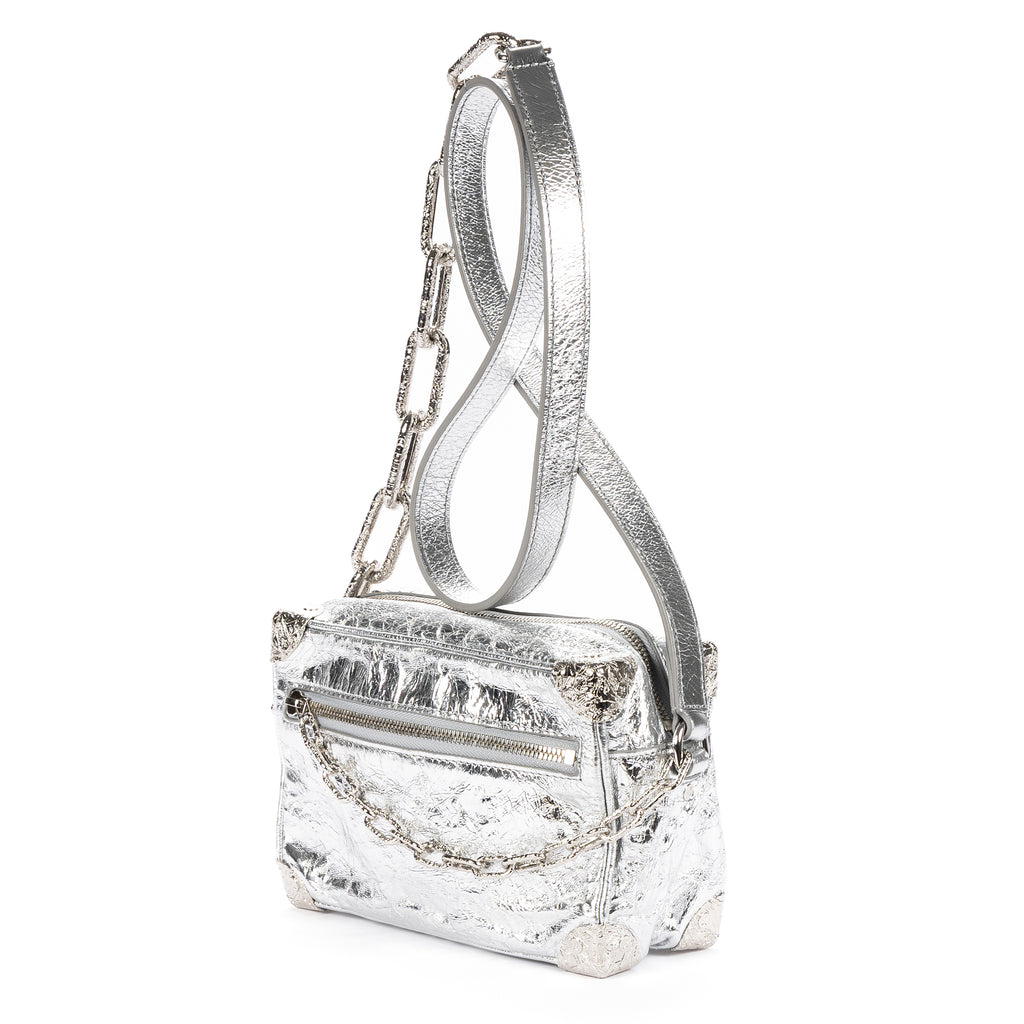 Shoulder Bag Ltd. Ed. 2023 Mini Soft Trunk Crushed Mini Metallic Silver Crinkled Metallic Calfskin Leather