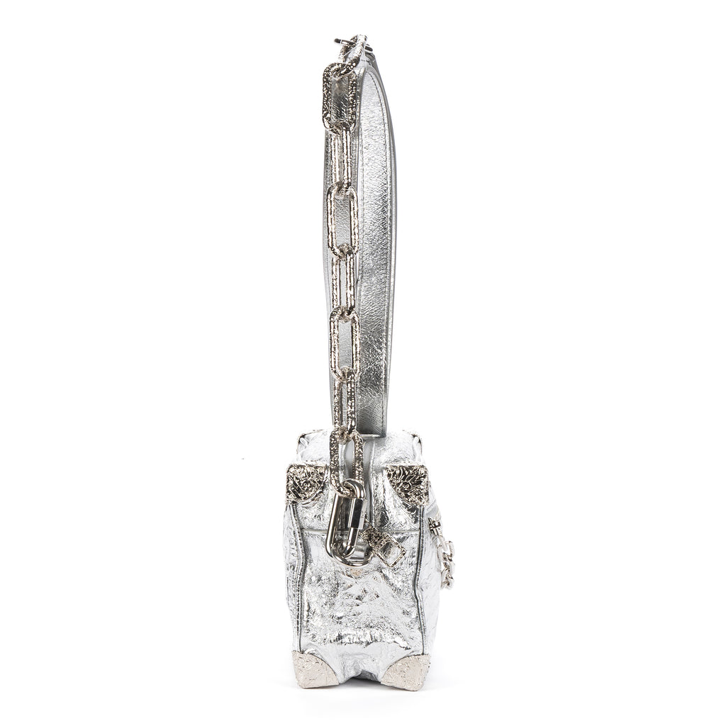 Shoulder Bag Ltd. Ed. 2023 Mini Soft Trunk Crushed Mini Metallic Silver Crinkled Metallic Calfskin Leather