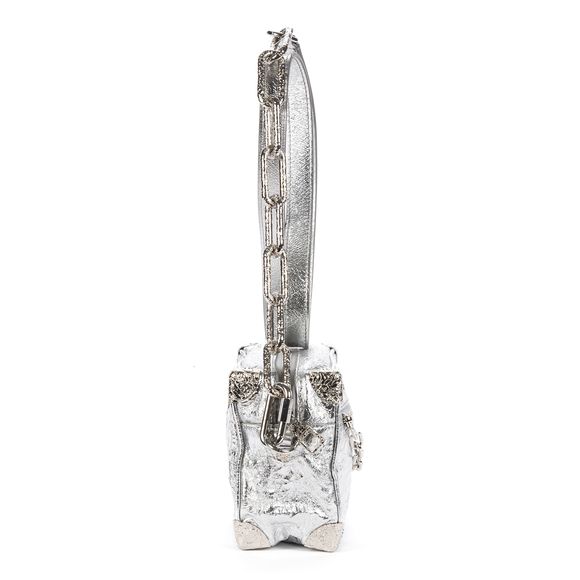 Shoulder Bag Ltd. Ed. 2023 Mini Soft Trunk Crushed Mini Metallic Silver Crinkled Metallic Calfskin Leather