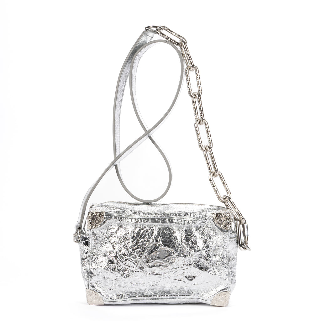 Shoulder Bag Ltd. Ed. 2023 Mini Soft Trunk Crushed Mini Metallic Silver Crinkled Metallic Calfskin Leather