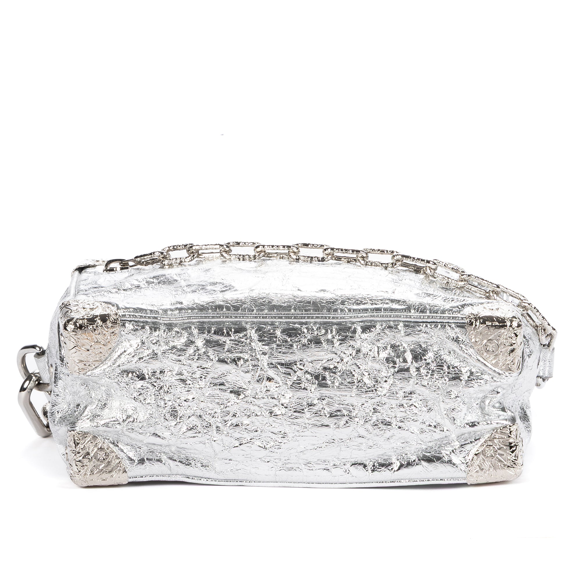 Shoulder Bag Ltd. Ed. 2023 Mini Soft Trunk Crushed Mini Metallic Silver Crinkled Metallic Calfskin Leather