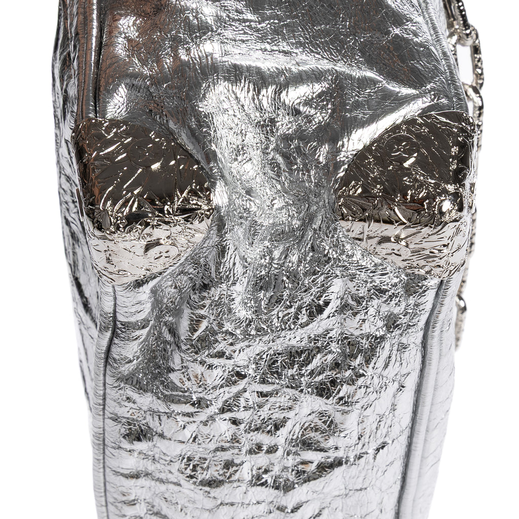 Shoulder Bag Ltd. Ed. 2023 Mini Soft Trunk Crushed Mini Metallic Silver Crinkled Metallic Calfskin Leather