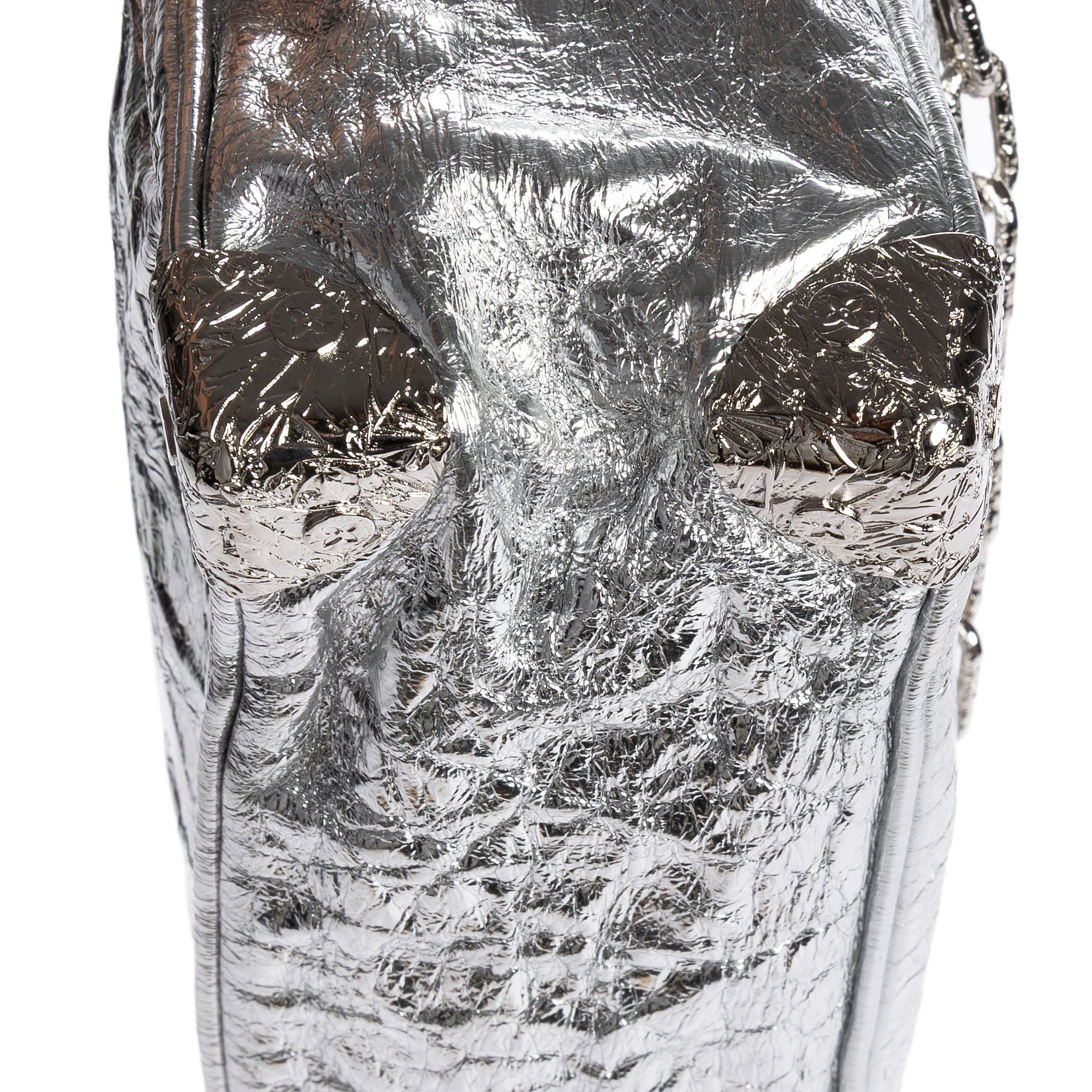 Shoulder Bag Ltd. Ed. 2023 Mini Soft Trunk Crushed Mini Metallic Silver Crinkled Metallic Calfskin Leather