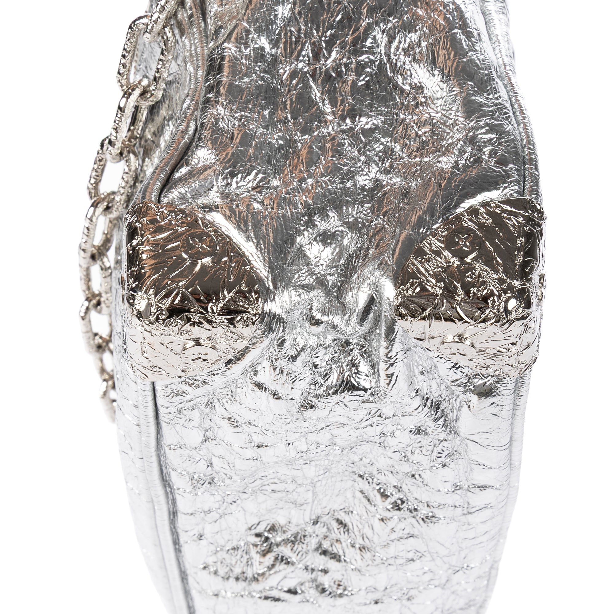 Shoulder Bag Ltd. Ed. 2023 Mini Soft Trunk Crushed Mini Metallic Silver Crinkled Metallic Calfskin Leather