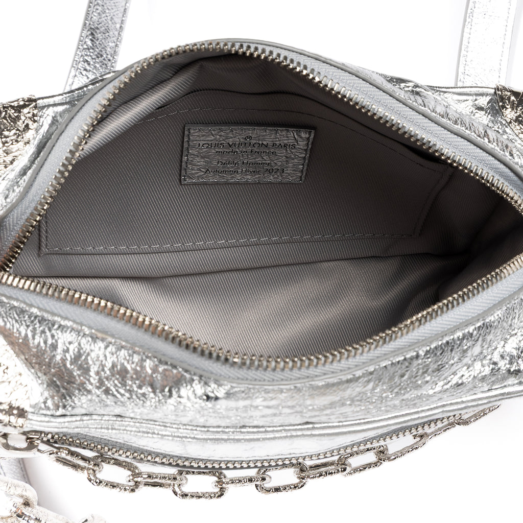 Shoulder Bag Ltd. Ed. 2023 Mini Soft Trunk Crushed Mini Metallic Silver Crinkled Metallic Calfskin Leather
