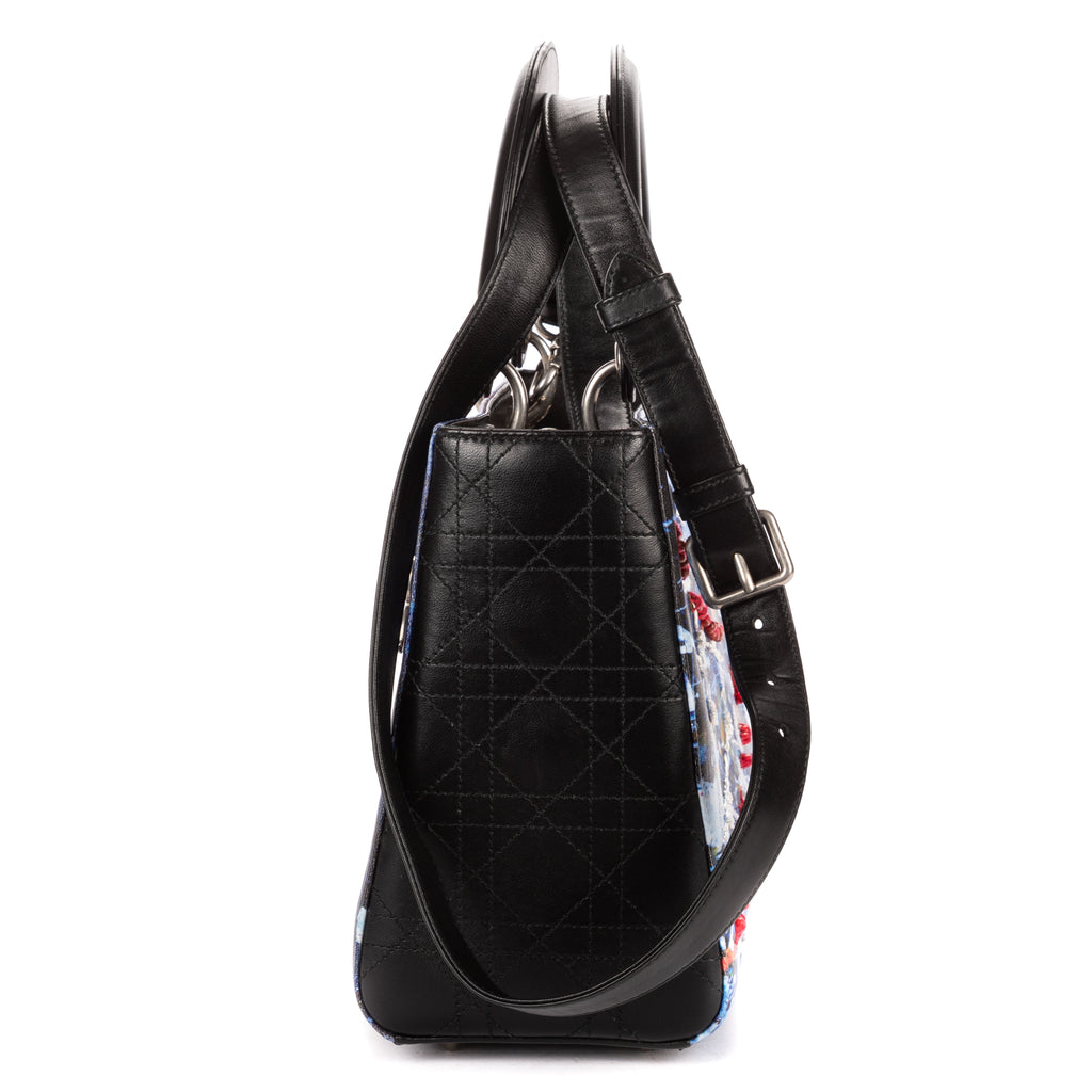 Shoulder Bag Rare Ltd. Ed. Medium Embroidered Lady Dior Art by Betty Mariani Medium Black Betty Mariani Embellished Lambskin Leather