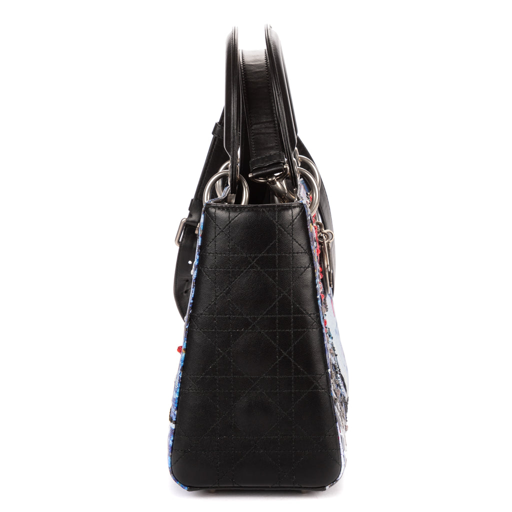 Shoulder Bag Rare Ltd. Ed. Medium Embroidered Lady Dior Art by Betty Mariani Medium Black Betty Mariani Embellished Lambskin Leather