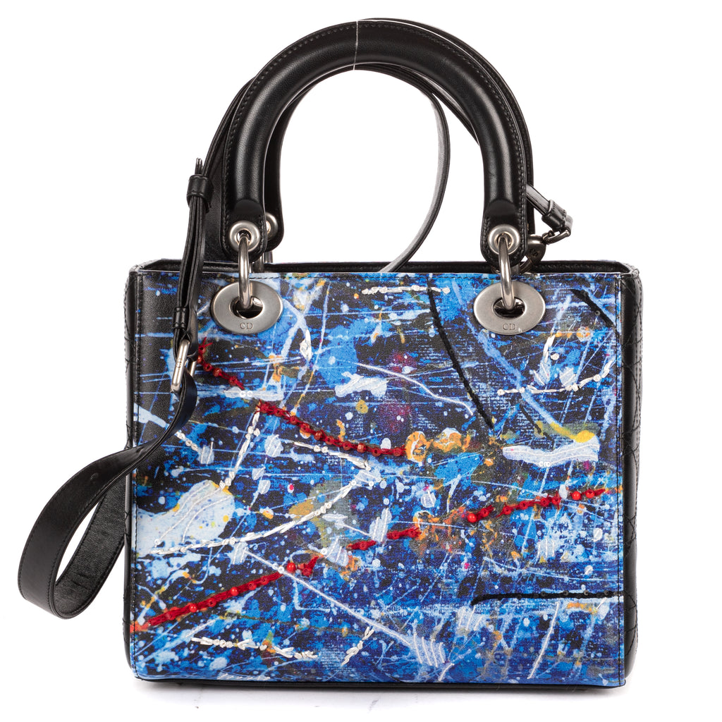 Shoulder Bag Rare Ltd. Ed. Medium Embroidered Lady Dior Art by Betty Mariani Medium Black Betty Mariani Embellished Lambskin Leather
