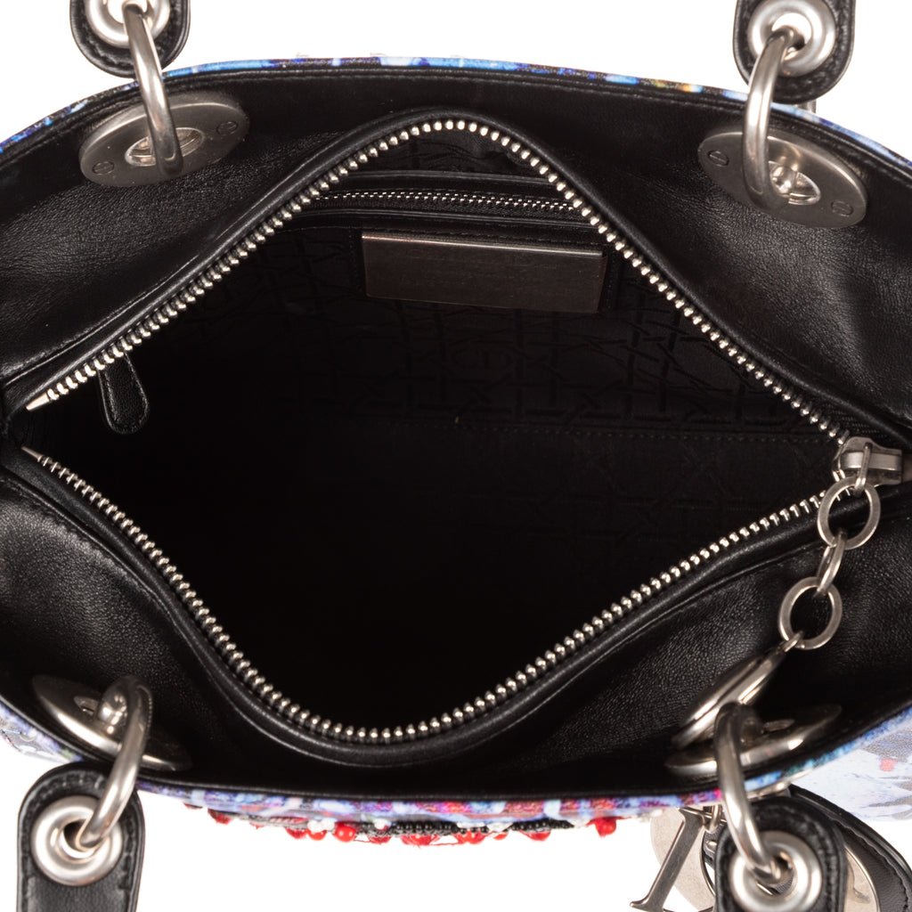 Shoulder Bag Rare Ltd. Ed. Medium Embroidered Lady Dior Art by Betty Mariani Medium Black Betty Mariani Embellished Lambskin Leather